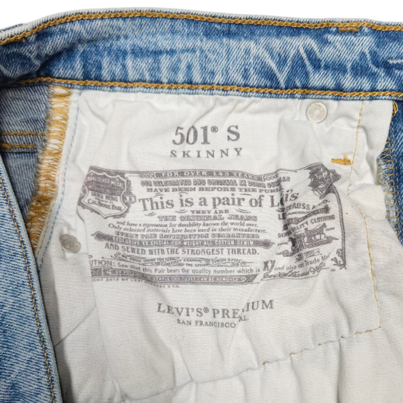 EUC Levi’s Premium 501 S High Rise Button Fly Skinny Jeans Sz. 27x29 Tango Light - Picture 7 of 10